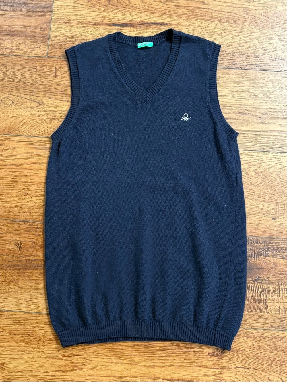 Benetton Navy Cashmere Blend V-Neck Sweater Vest Youth 3XL 13-14